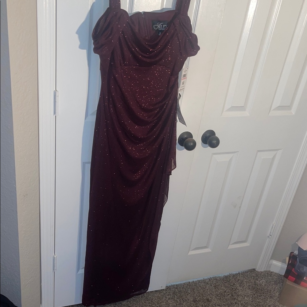 Alex Evenings Elegant Wine Maxi Dress